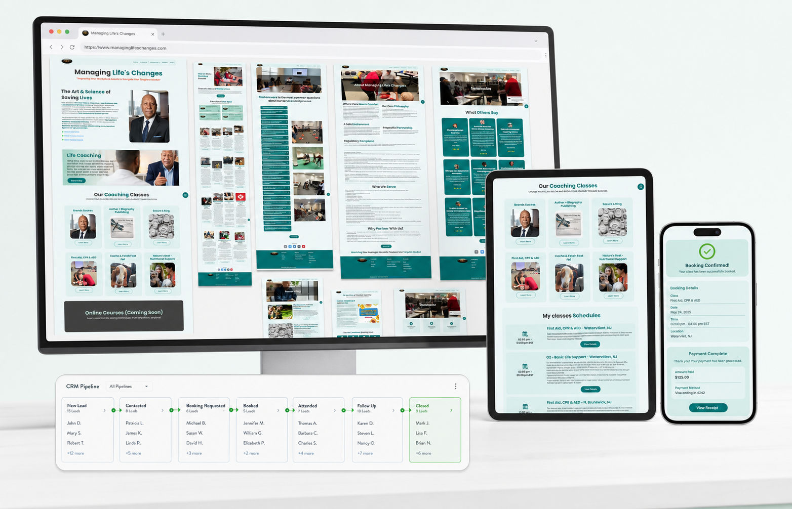 A 20-page GHL system automated booking, payment, CRM, and follow-up.